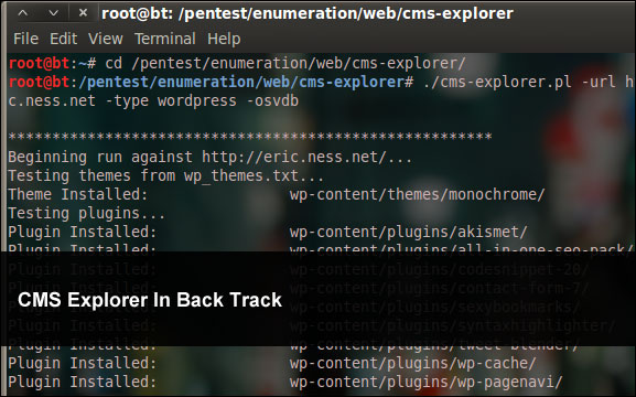 CMS Explorer In Back Track