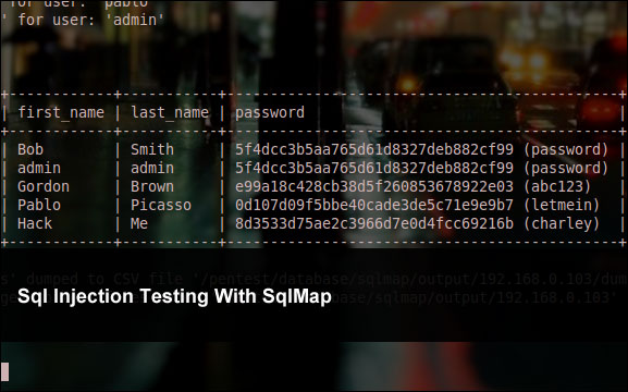 Sql Injection Testing With SqlMap