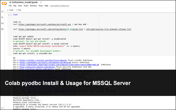 Colab pyodbc Install & Usage for MSSQL Server